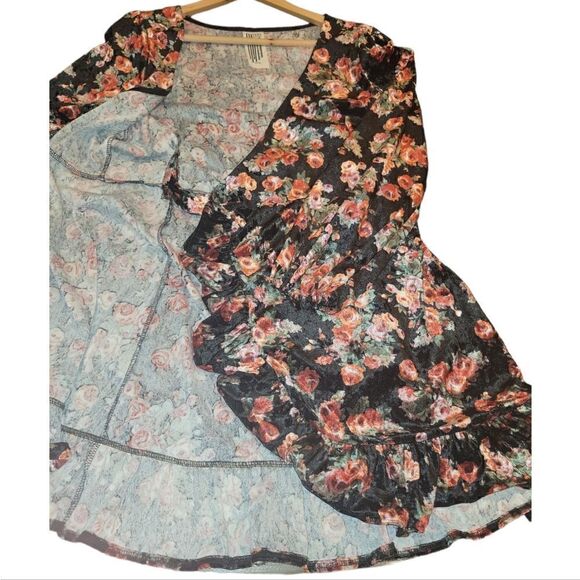 NWOT Free People Fall Crush Floral Wrap Dress Velvet Dress M - Picture 7 of 12